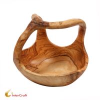 Rustic olive wood Fruit bowl basket