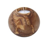 Olive Wood Ball Candle Holder