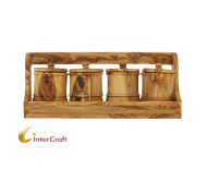 Olive wood 4 canisters set