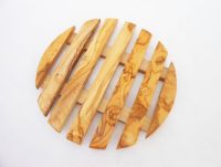 Olive wood round SaucePan coaster