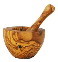Olive Wood smooth Pestle and Mortar 15 cm